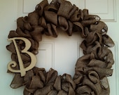 Burlap Wreath with Monogram Initial