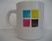 Color Squares mug- yellow, pink, blue, black