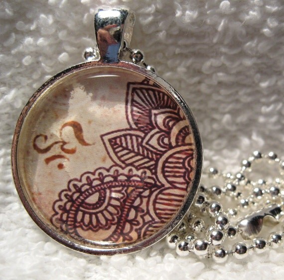Items similar to Henna Design Yoga Jewelry, Om Necklace, Art Pendant Necklace on Etsy