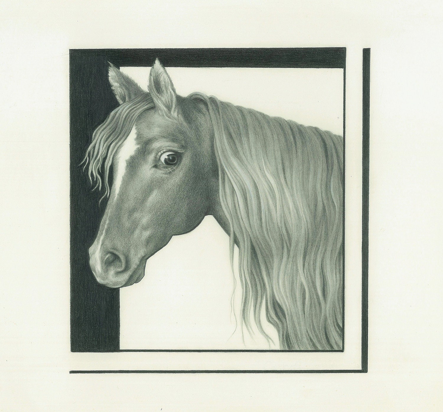 Items similar to REALISTIC DRAWING HORSE Art Graphite Pencil Fine Art
