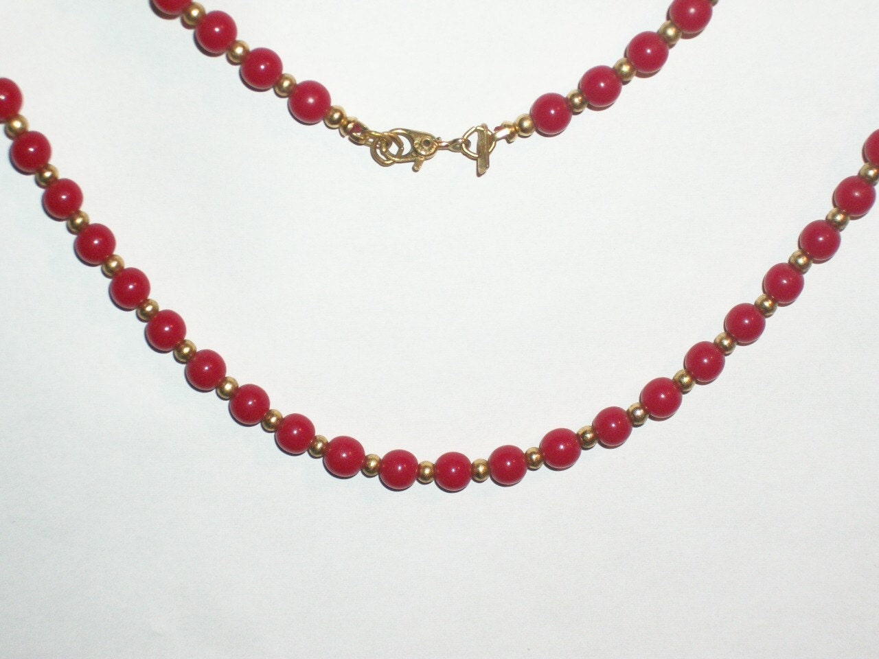 Red Necklace, Red Beads, Red and Gold Jewelry, Monet Jewelry, Classic Jewelry, Timeless Fashion, Cruise Wear, Resort Jewelry, Patriotic,