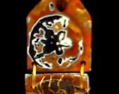 Beach Sea Glass Gold Leaf Abstract Pendant