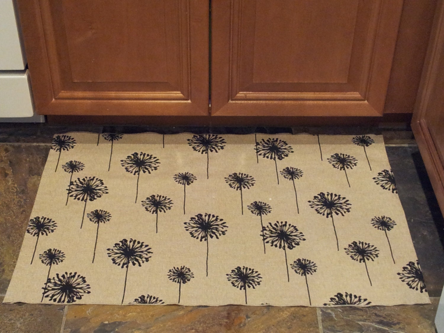 Modern DANDELION FLOOR MAT, Select Your Color, 2' x 3', Non-Slip Grip Backing, Floor Mat, Bathroom Mat, Kitchen Mat