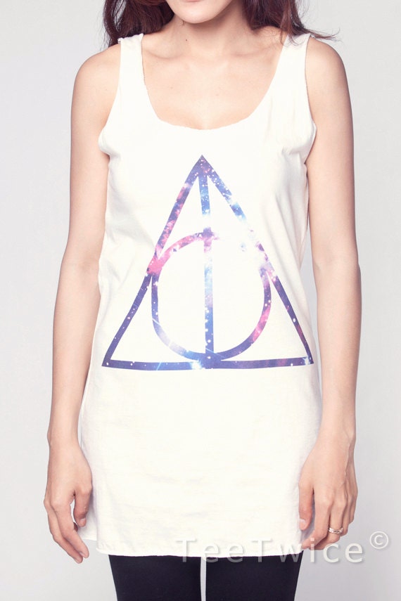 Deathly Hallows Galaxy Shirt Harry Potter Movie Symbol Shirts Women Tank Top White Shirt Tunic Top Vest Sleeveless Women T-Shirt Size S M