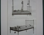 1922 Nurses aid print of splints and traction techniques, guide, medical, chart, macabre, strange, unusual, horror
