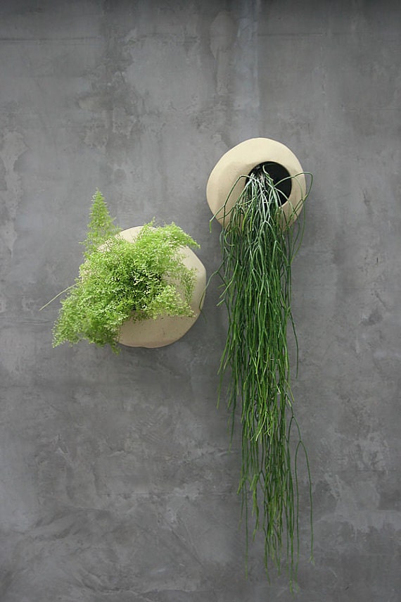 Small Terracotta Wall Planter Sand Color
