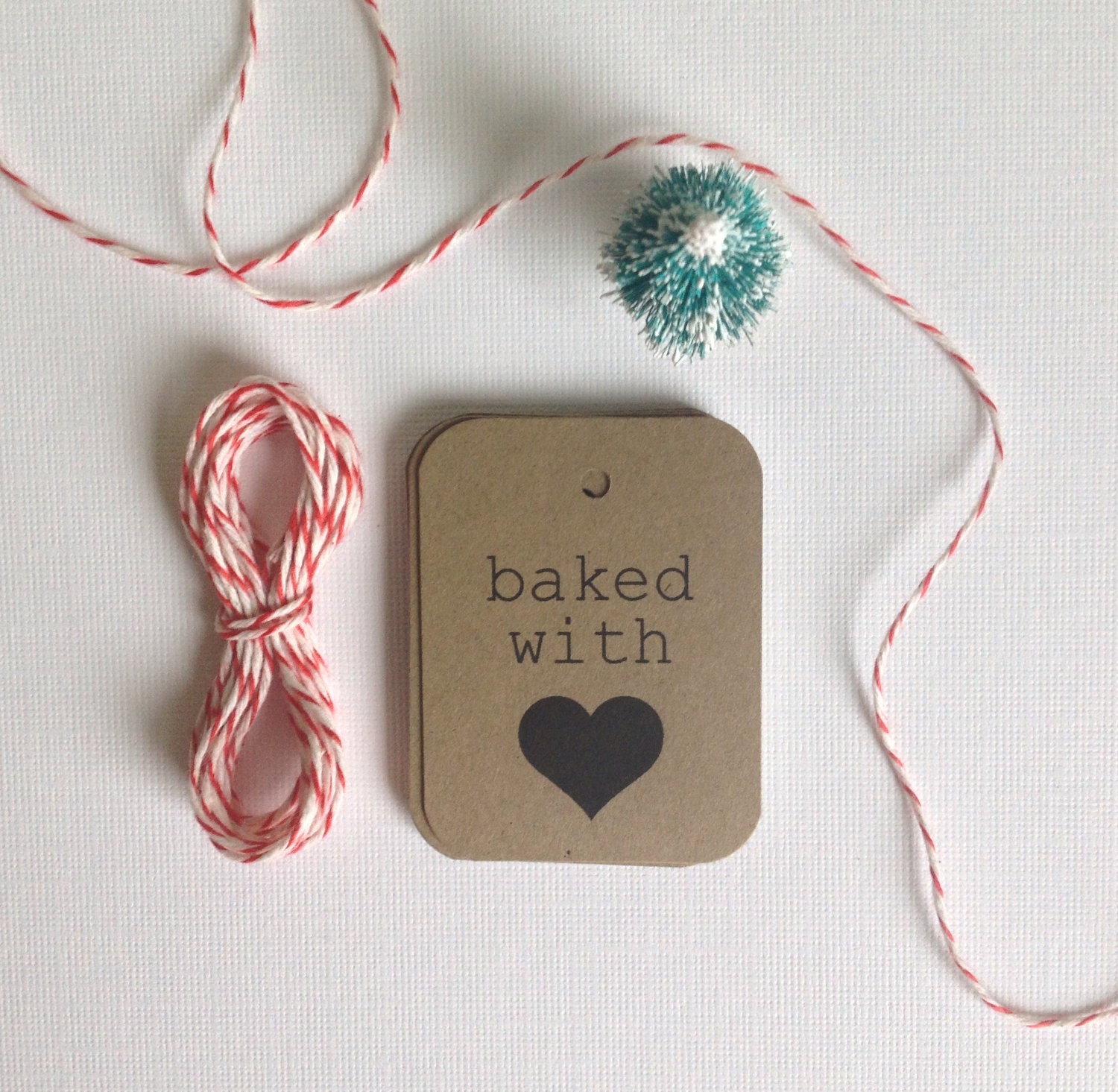Baked with love tags- gift tags - heart tags - packaging supplies -