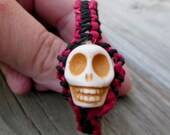 Eco friendly White skull hemp bracelet Jewelry