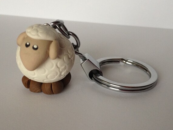 Cute sheep keychain/cell phone charm by misscraftycathy on Etsy