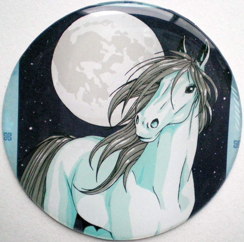 Horse Magnet-moon-handmade upcycled 2.25" magnet
