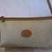 Vintage Gucci tan signature logo canvas and leather shoulder bag 80's retro