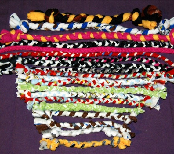 Set of 4 Braided Fleece Dog Agility Tug Toys by MotherMayICrafts