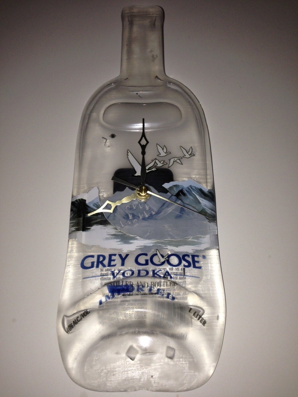 Items similar to Grey Goose Vodka Bottle Wall Clock (Upcycle) with Hand