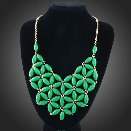 Free Shipping - Jewelry Handmade Green Tessellate Necklace, Bubble Bib statement necklace, Party Necklace, wedding necklace, gift necklace