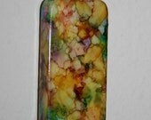 Yellow Domino ART Necklace Pendant OOAK Jewelry Mixed Media CAAT Multi Colored