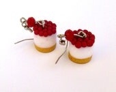Cheesecake with Cherries polymer clay dangle earrings - AngelasSweetGarden