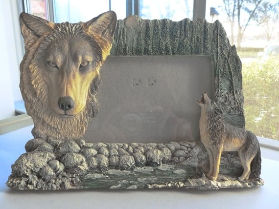 Sculptured Wolf Picture Frame by GramsAntiques on Etsy