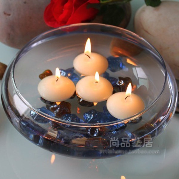 1.5 Inch Round Ivory Floating Candle Tealight for Wedding Centerpieces Party Decoration 20 Pack