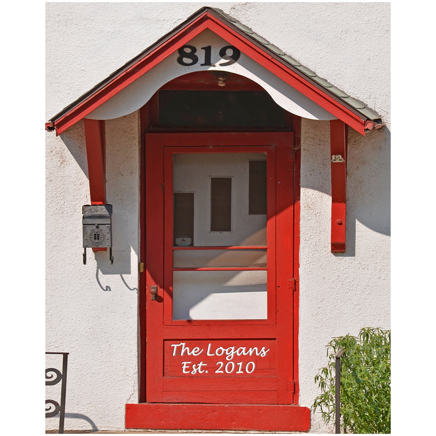 HOUSEWARMING Gift - Custom personalized photograph print of a front door, 8x10 with family name and date,  unframed, new home gift
