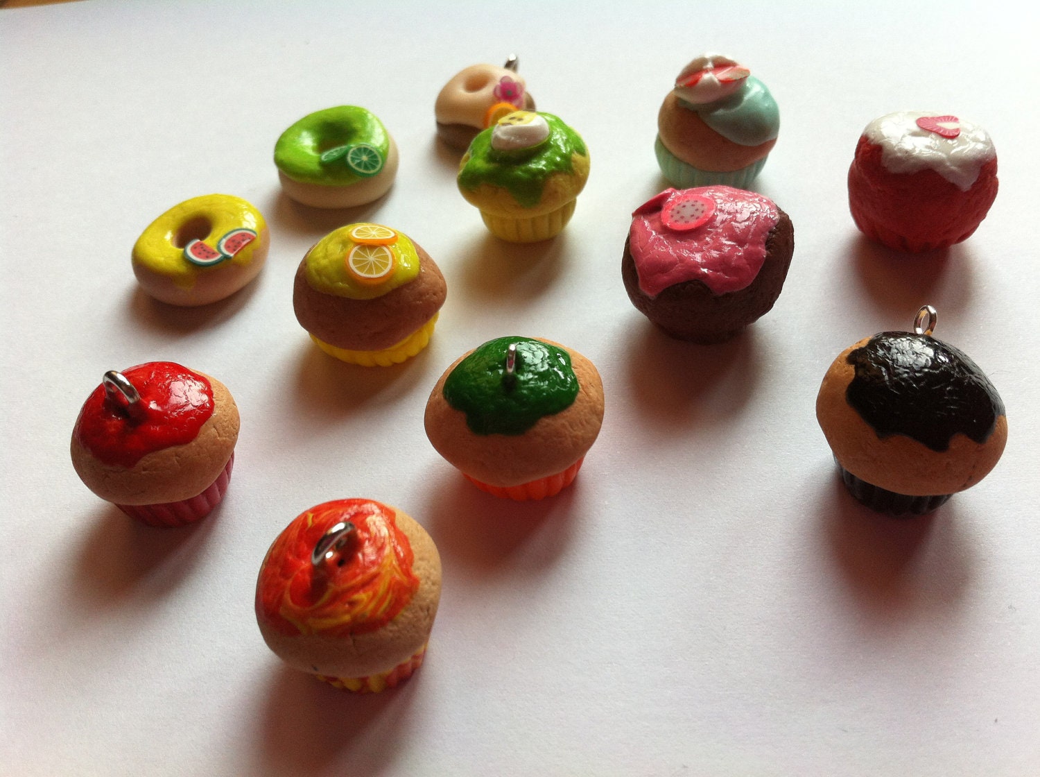 Polymer clay Muffins, Cupcakes and Donuts Charms