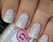 SALE Snow Confetti Nail Polish Pink Red Blue Glitter