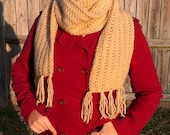 Suntan Beige Handmade Crochet Scarf Ready to Ship
