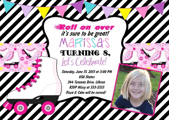 Cool Fun Roller Skating Birthday Party Invitation - Printable Il_570xn
