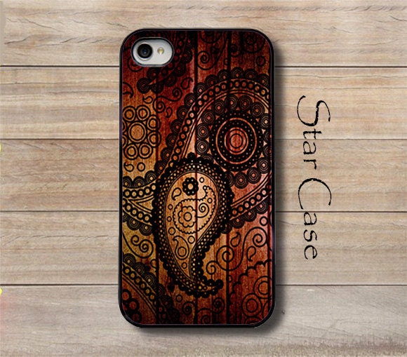 iPhone 4/ 4s and 5 Case - Wood Pattern no.1 - Grungy Black Paisley -Cell Phone Cover - iPhone Hard Case -  Christmas Gift For Her