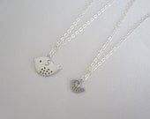 Personalized sterling silver necklace with bird charm, mother and daughter, grandma, grandmother and granddaughter necklace set, gift set