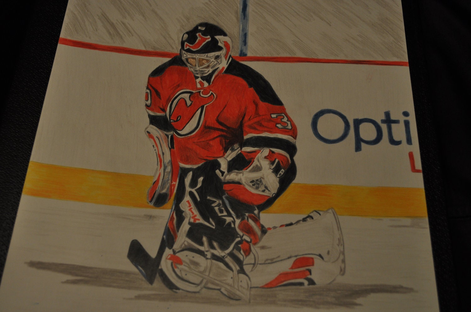 8.5x11 colored pencil drawing of Martin Brodeur
