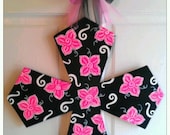 Hand painted Black and Pink Wooden Cross door hanger