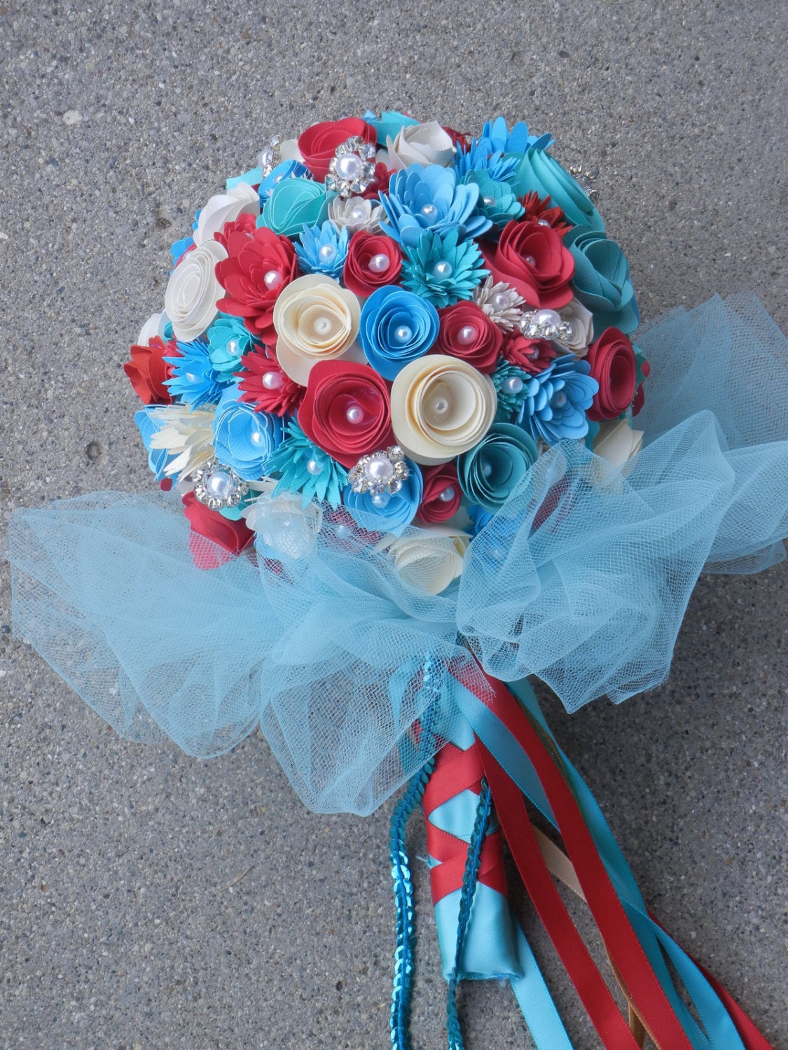 Custom Handmade Paper Wedding Bouquet Bride or Bridesmaids Bouquet ANY COLORS