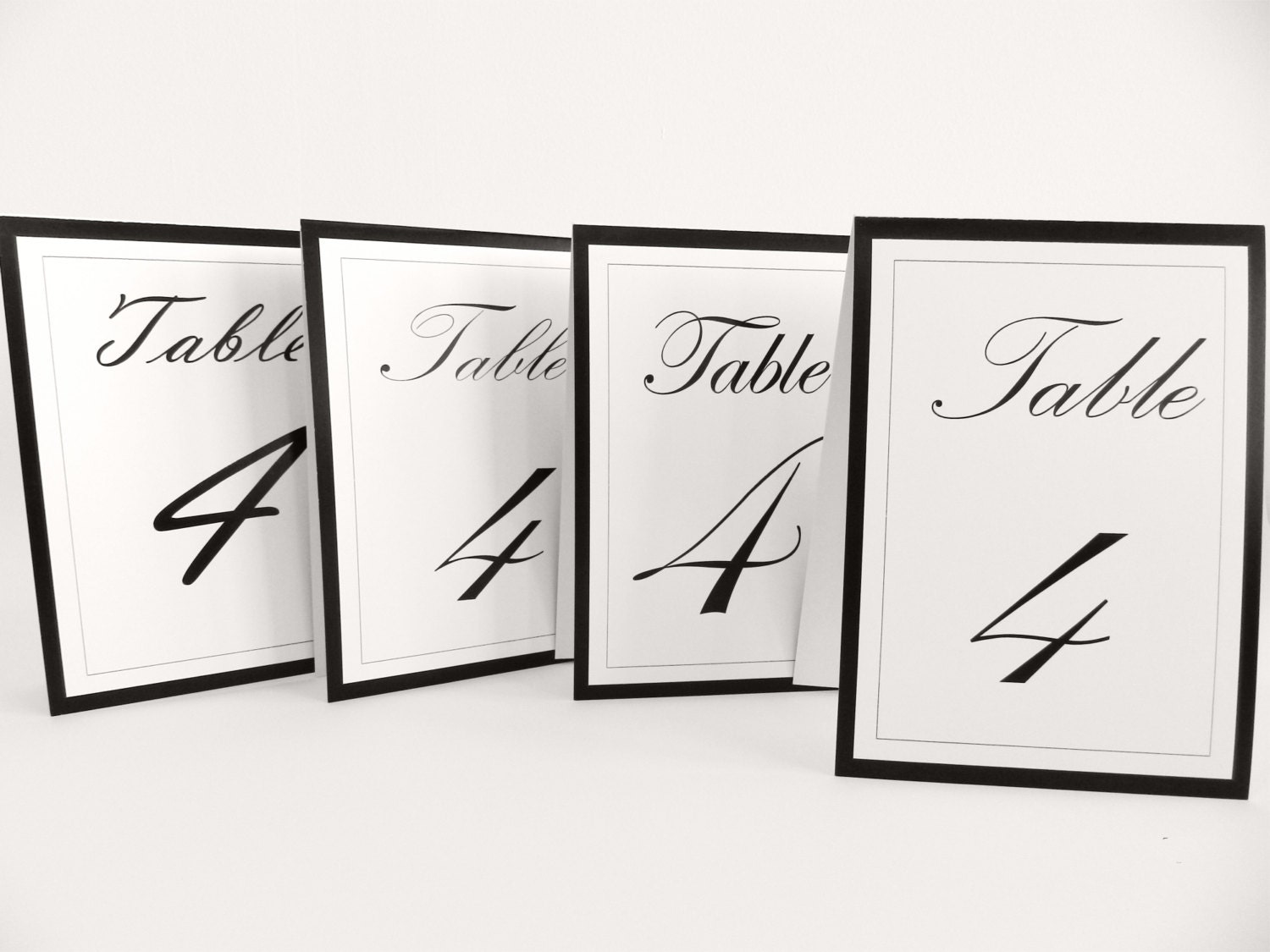 Wedding Table Numbers Tents I Classic, Edwardian black and white I 4 types of calligraphy - FunkyBoxStudio