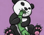 Baby Panda Likes Bamboo Giclee Print