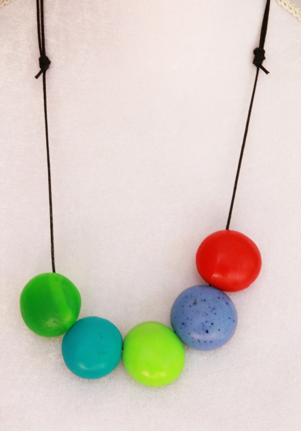 Large neon and pastel resin pebble necklace