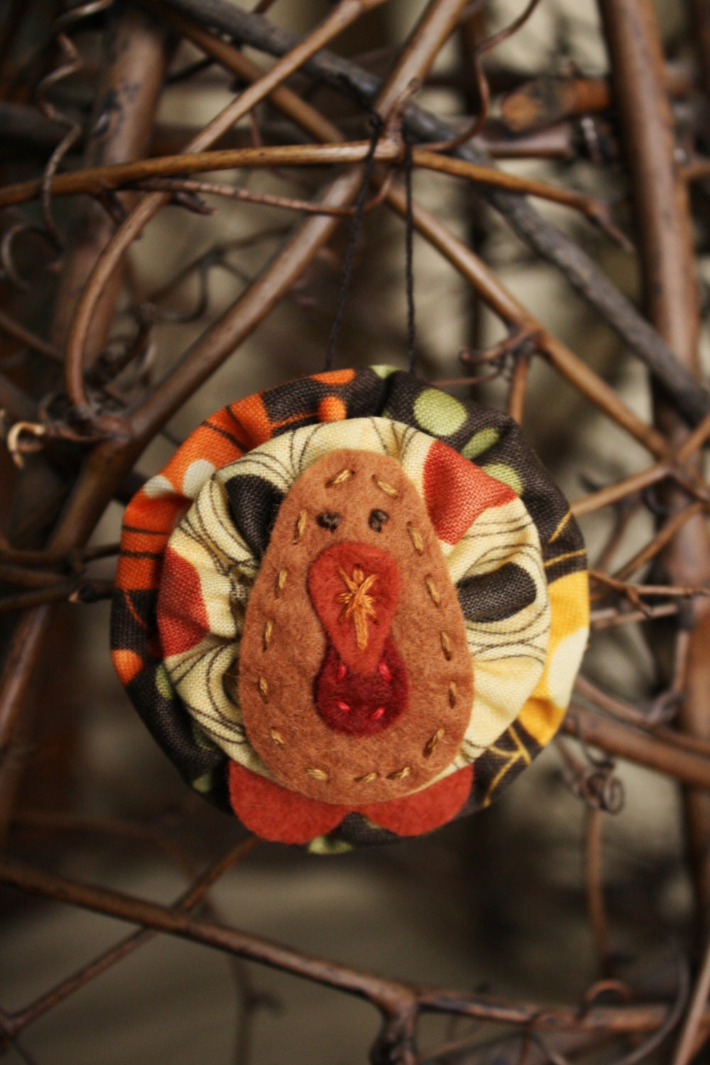Autumn turkey fabric and felt harvest decoration Thanksgiving felt ornament