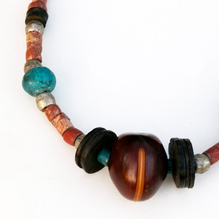 Sea Bean Necklace with African Beads