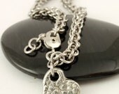 Simple Stainless Steel  with Heart Bracelet - Jens Pind Chainmaille - Made To Order