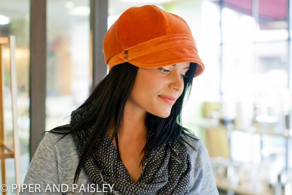 Gillian Hat- Womens Newsboy Cap in Rustic Orange