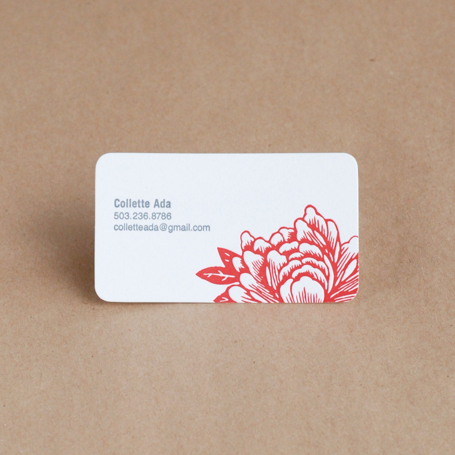 Letterpress Business Card Set : Blossoming Flower Personalized Calling Cards - 50 w custom text & ink color choice