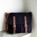 Black Canvas Messenger Bag Brown Leather Strap Large