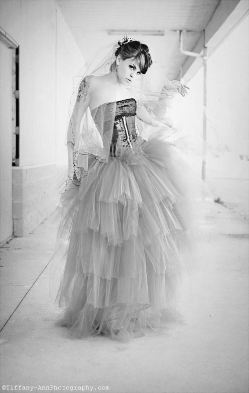 Glimmer white wedding romantic tutu skirt prom formal floor length layered bridal costume -- You Choose Size -- Sisters of the Moon