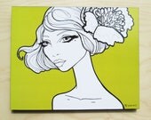 Pinup Girl - Claudette - 8 x10 -  Print on Wood / Classic Pinup Art Illustration