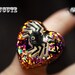 Halloween Jewelry Spider & Spiderwebs Ring Orange Black Purple Glitter Heart - Halloween Holiday Fall Ring - Adjustable Size by isewcute