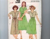 1970s Vintage Sewing Pattern Butterick 5989 Young Designer Willi Smith Shirtdress Button Down Shirt Wrap Skirt Size 8 Bust 31 1/2 70s