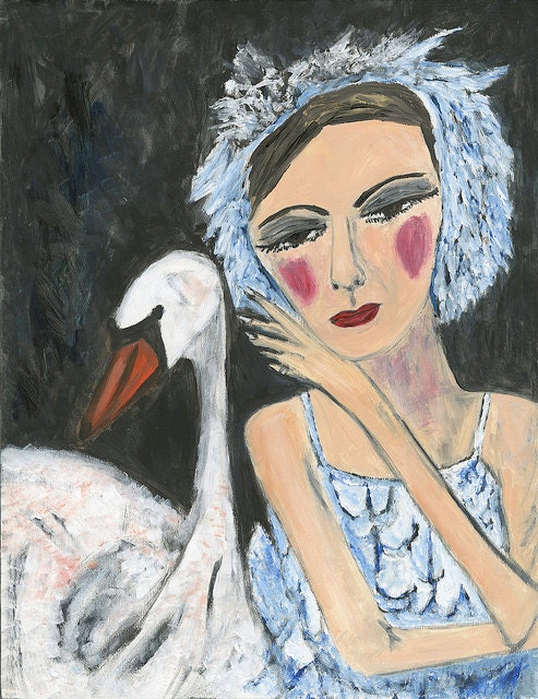 Irina's Swan.  Original oil painting by Vivienne Strauss.
