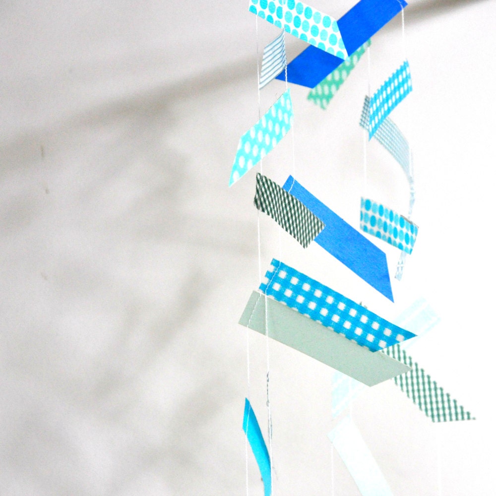 Washi Flag Stitched Garland Banner Blues