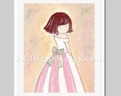 Girls wall art, princess nursery art, baby girl, nursery decor, kids art print, girls room decor, brown 8 x 10 print
