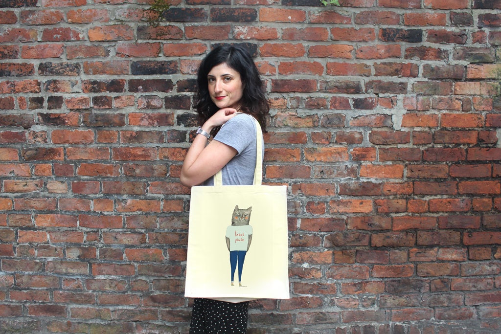 Taco Kitty canvas tote bag