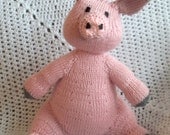 Pink Pig - Knit Pig Toy - Farm Animal Birthday Party - Stuffed Animal